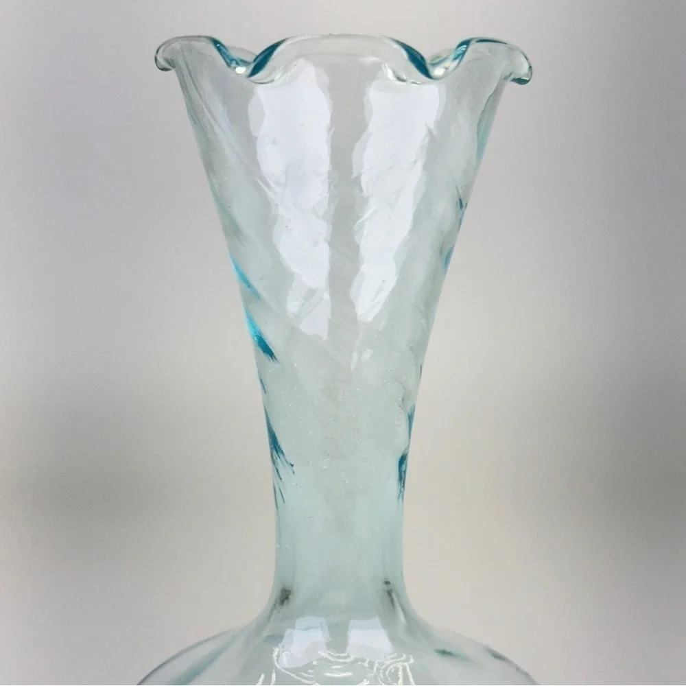 Vintage Turquoise Swirl Glass Vase